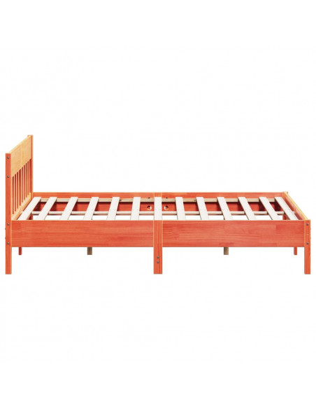 Giroletto con Testiera Marrone Cera 200x200 cm Massello Pino