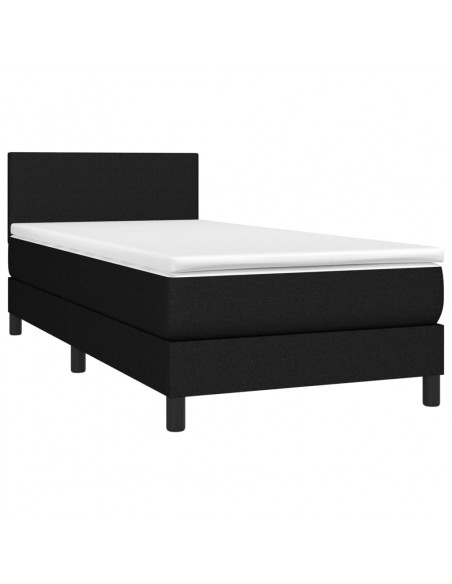 Letto a Molle con Materasso e LED Nero 90x190 cm in Tessuto