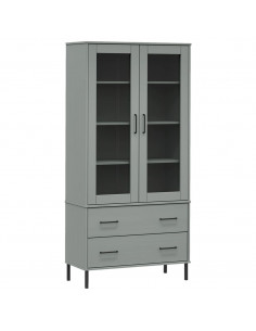 Libreria Gambe Metallo Grigio 85x35x172,5cm Legno Massello OSLO 2