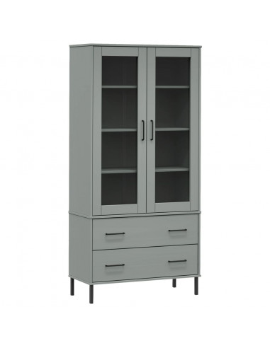 Libreria Gambe Metallo Grigio 85x35x172,5cm Legno Massello OSLO