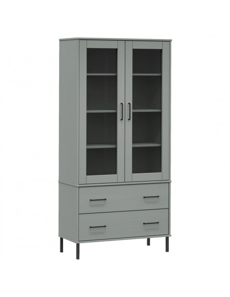 Libreria Gambe Metallo Grigio 85x35x172,5cm Legno Massello OSLO