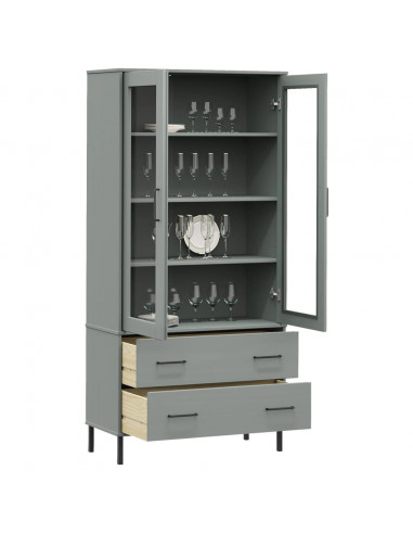 Libreria Gambe Metallo Grigio 85x35x172,5cm Legno Massello OSLO