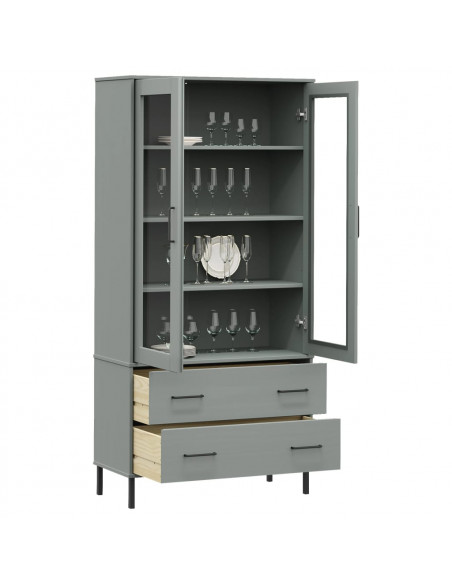 Libreria Gambe Metallo Grigio 85x35x172,5cm Legno Massello OSLO
