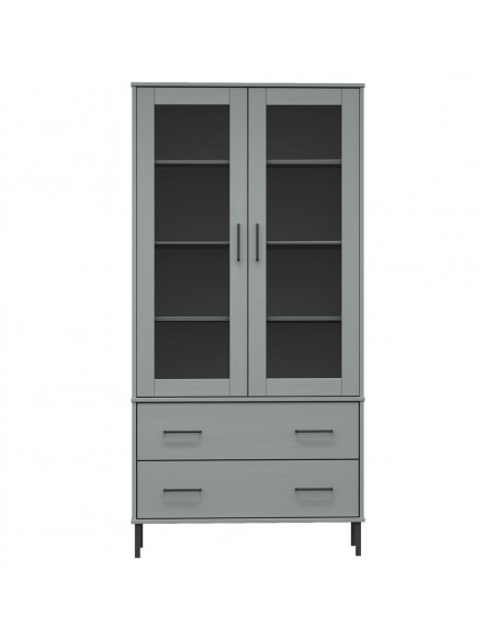 Libreria Gambe Metallo Grigio 85x35x172,5cm Legno Massello OSLO
