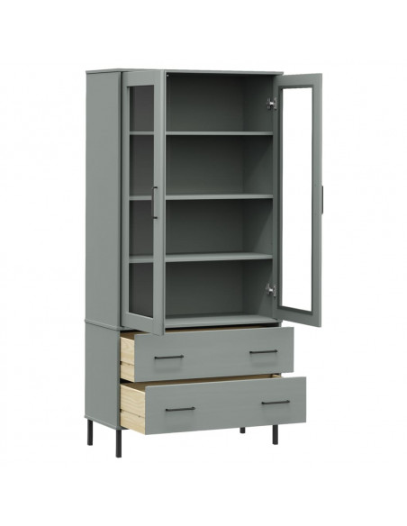 Libreria Gambe Metallo Grigio 85x35x172,5cm Legno Massello OSLO