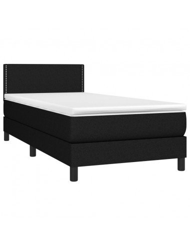 Letto a Molle con Materasso e LED Nero 90x190 cm in Tessuto