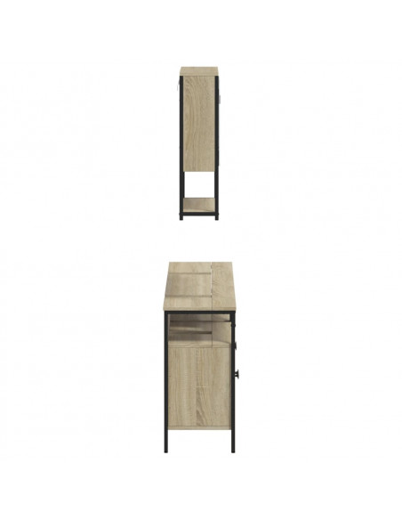 Set Mobili da Bagno 3 pz Rovere Sonoma in Legno Multistrato