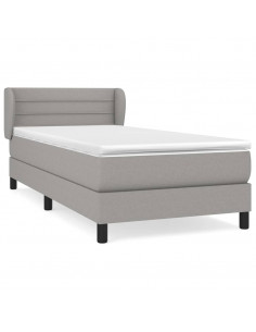 Giroletto a Molle con Materasso Grigio Chiaro 90x190 cm Tessuto 2