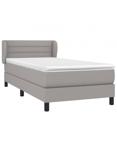 Giroletto a Molle con Materasso Grigio Chiaro 90x190 cm Tessuto