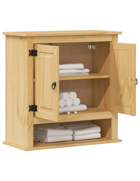Mobile Bagno a Parete Corona 70x33x71,5cm Legno Massello Pino