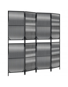 Divisorio per Ambienti a 4 Pannelli Nero in Polyrattan 2