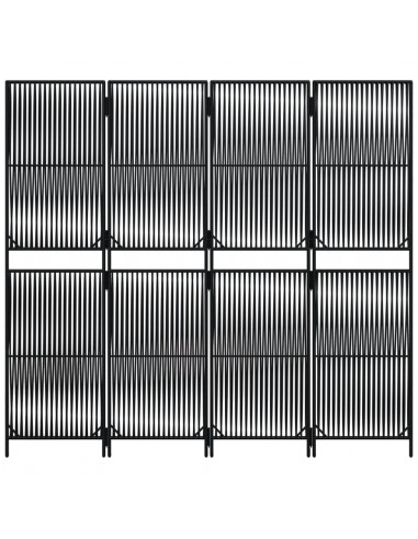 Divisorio per Ambienti a 4 Pannelli Nero in Polyrattan