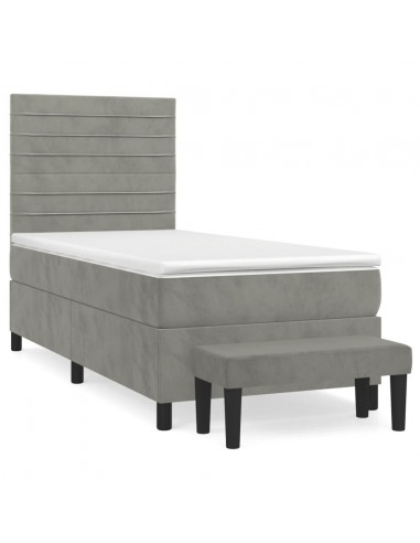 Giroletto a Molle con Materasso Grigio Chiaro 80x200 cm Velluto