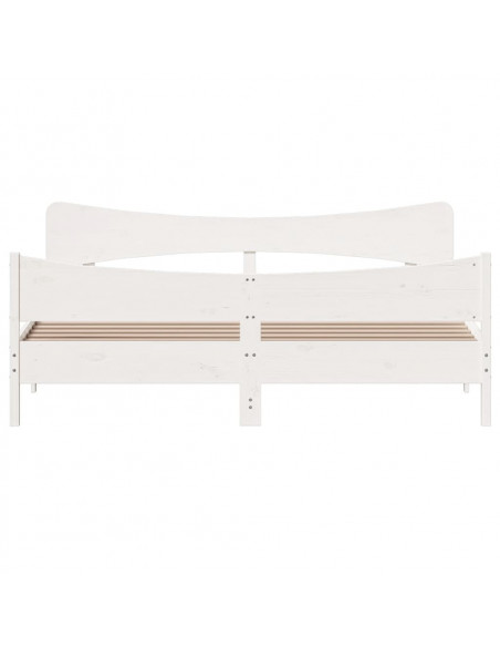 Giroletto con Testiera Bianco 200x200 cm Legno Massello di Pino