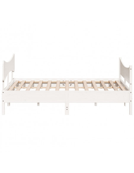 Giroletto con Testiera Bianco 200x200 cm Legno Massello di Pino