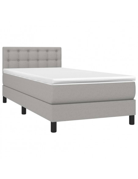 Letto a Molle Materasso e LED Grigio Chiaro 90x190 cm Tessuto