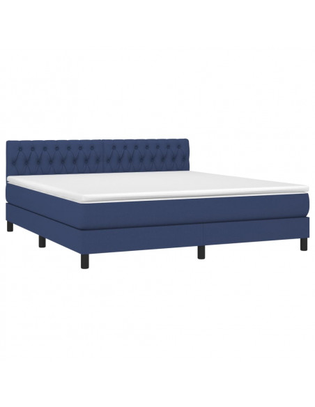 Letto a Molle con Materasso e LED Blu 180x200 cm in Tessuto
