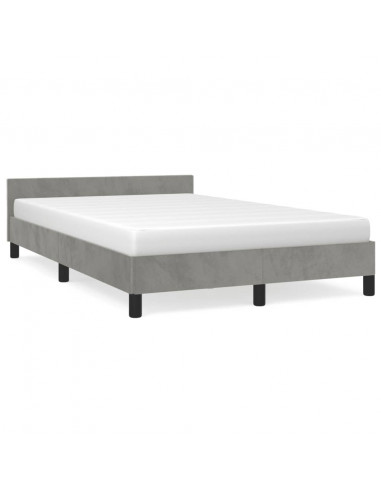 Giroletto con Testiera Grigio Chiaro 120x190 cm in Velluto