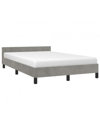 Giroletto con Testiera Grigio Chiaro 120x190 cm in Velluto