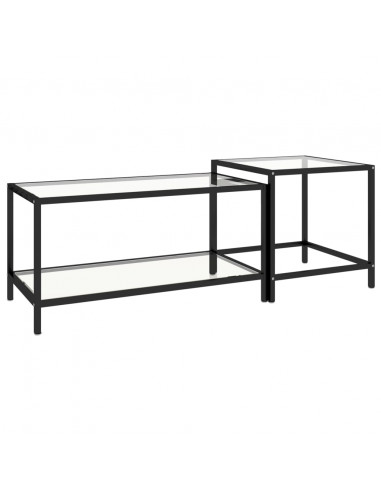 Tavolini 2 pz Trasparenti in Vetro Temperato