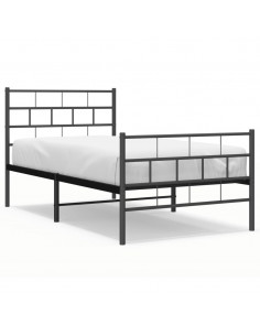 Giroletto con Testiera e Pediera Metallo Nero 107x203 cm 2