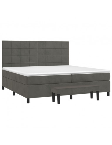 Giroletto a Molle con Materasso Grigio Scuro 200x200 cm Velluto