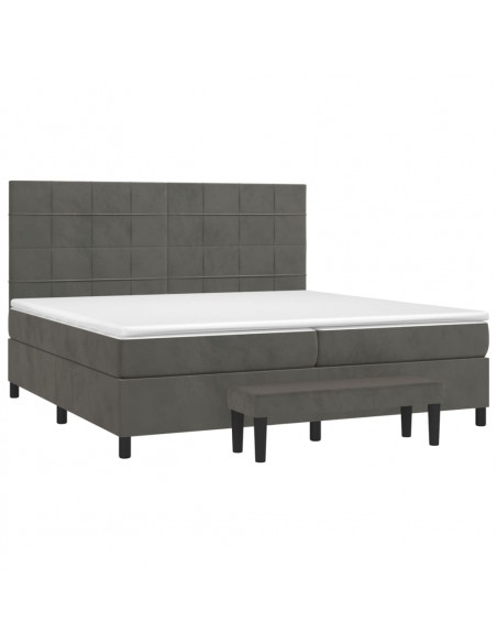 Giroletto a Molle con Materasso Grigio Scuro 200x200 cm Velluto