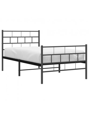 Giroletto con Testiera e Pediera Metallo Nero 107x203 cm