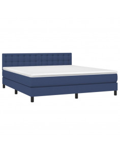 Letto a Molle con Materasso e LED Blu 180x200 cm in Tessuto 2