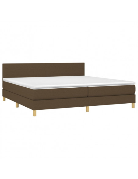 Letto a Molle Materasso e LED Marronescuro 200x200cm in Tessuto