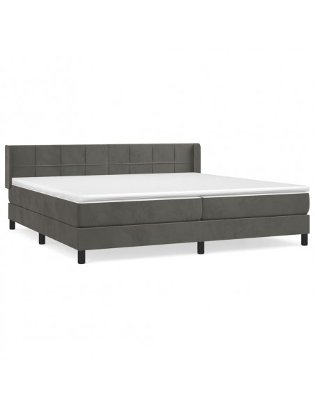 Giroletto a Molle con Materasso Grigio Scuro 200x200 cm Velluto