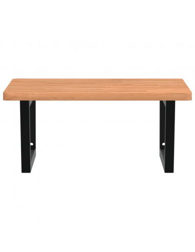 Ripiano a Parete per Lavabo in Acciaio e Massello di Faggio