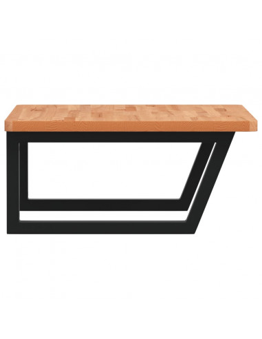 Ripiano a Parete per Lavabo in Acciaio e Massello di Faggio