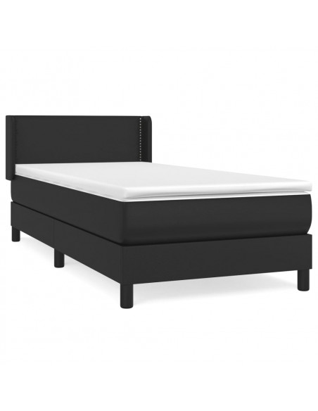 Giroletto a Molle con Materasso Nero 90x190 cm in Similpelle