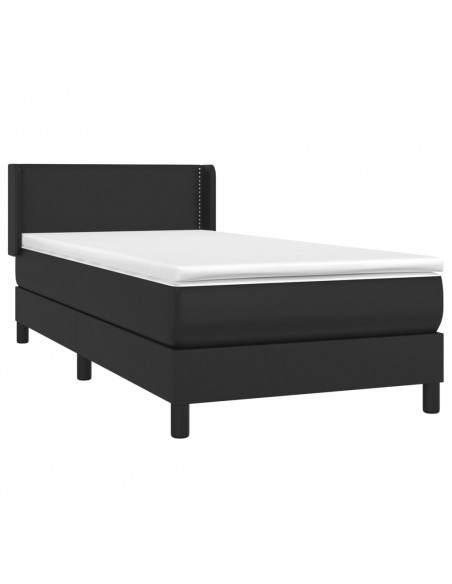 Giroletto a Molle con Materasso Nero 90x190 cm in Similpelle