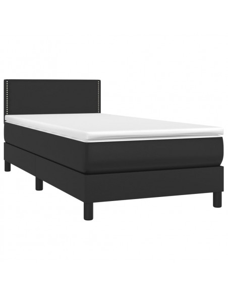 Giroletto a Molle con Materasso e LED Nero 90x190 cm Similpelle