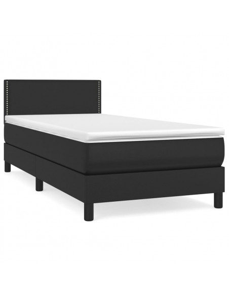 Giroletto a Molle con Materasso Nero 90x190 cm in Similpelle