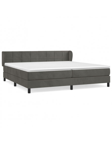 Giroletto a Molle con Materasso Grigio Scuro 200x200 cm Velluto