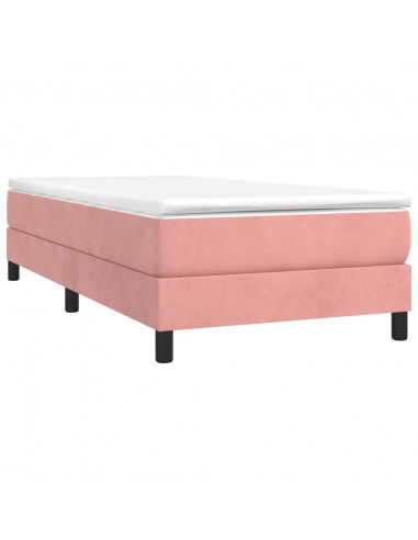 Giroletto a Molle con Materasso Rosa 90x200 cm in Velluto