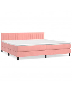 Giroletto a Molle con Materasso Rosa 200x200 cm in Velluto 2