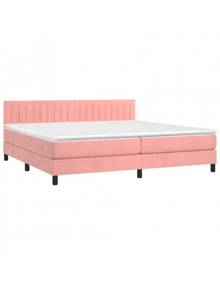 Giroletto a Molle con Materasso Rosa 200x200 cm in Velluto