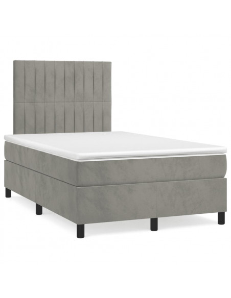 Giroletto a Molle con Materasso Grigio Chiaro 120x200cm Velluto