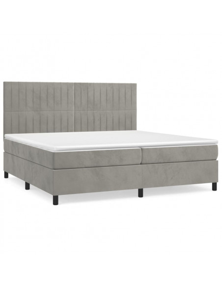 Giroletto a Molle con Materasso Grigio Chiaro 200x200cm Velluto