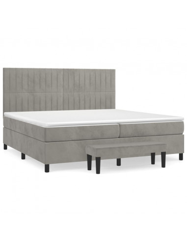 Giroletto a Molle con Materasso Grigio Chiaro 200x200cm Velluto