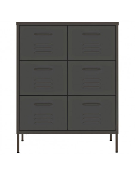 Cassettiera Antracite 80x35x101,5 cm in Acciaio