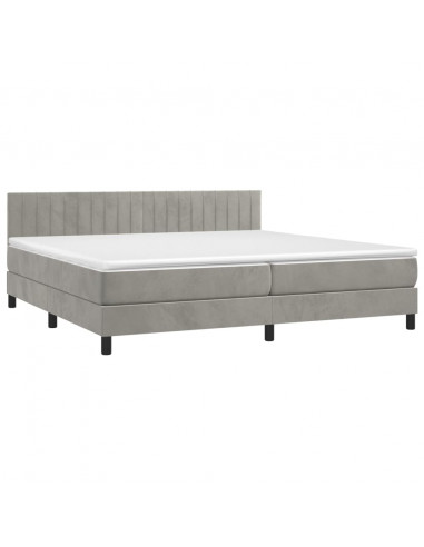 Giroletto a Molle con Materasso Grigio Chiaro 200x200cm Velluto