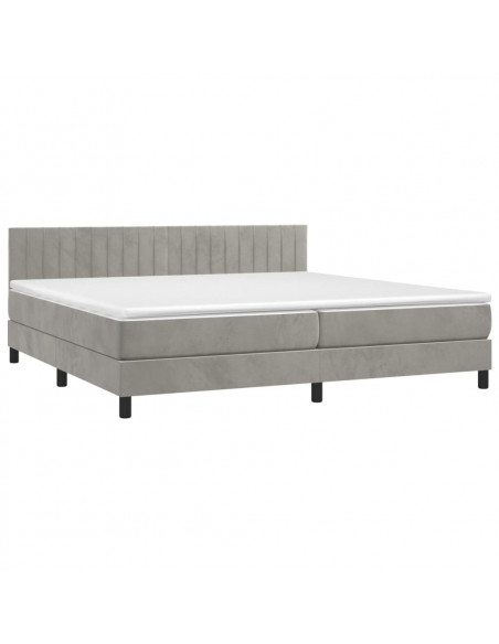 Giroletto a Molle con Materasso Grigio Chiaro 200x200cm Velluto