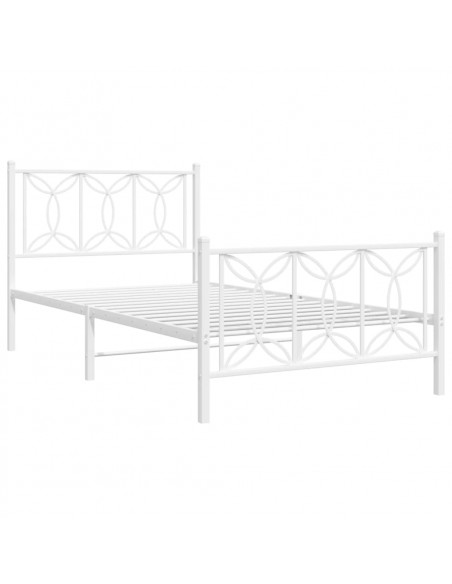 Giroletto con Testiera e Pediera Metallo Bianco 100x190 cm