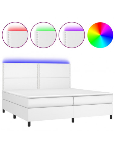 Giroletto Molle con Materasso e LED Bianco 200x200cm Similpelle