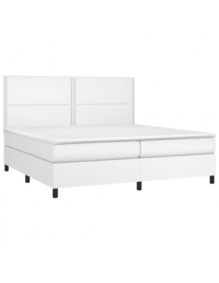 Giroletto Molle con Materasso e LED Bianco 200x200cm Similpelle